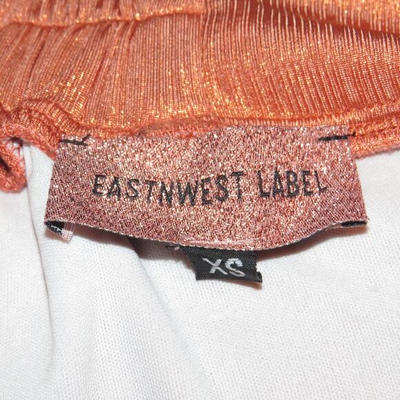 EastnWest Label Orange Metallic High Waist Wide Leg Palazzo Pants - Picture 7 of 8